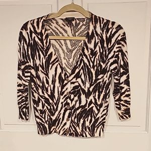Animal print crop cardigan 3/4 sleeves
